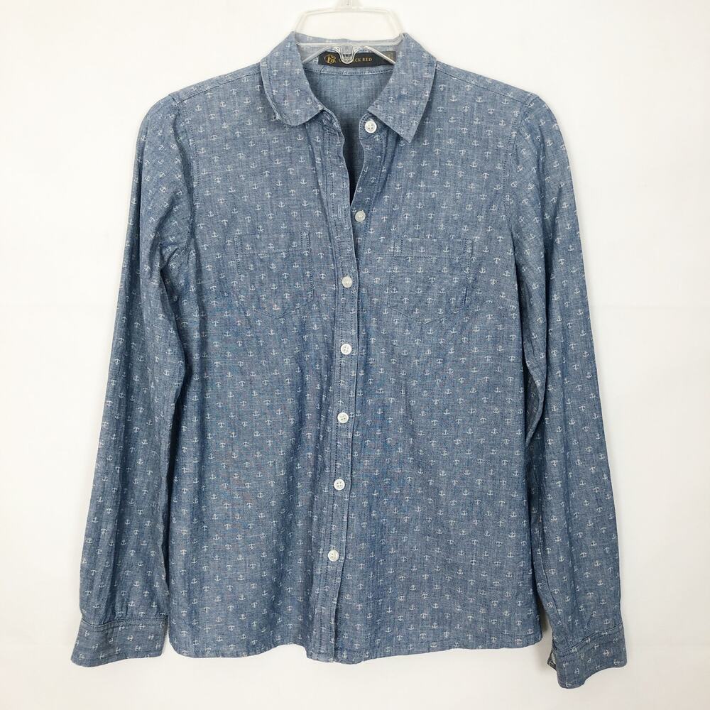 Outback Red Anchor Print 100% Cotton Button Down Shirt Size XS - Picture 1 of 11